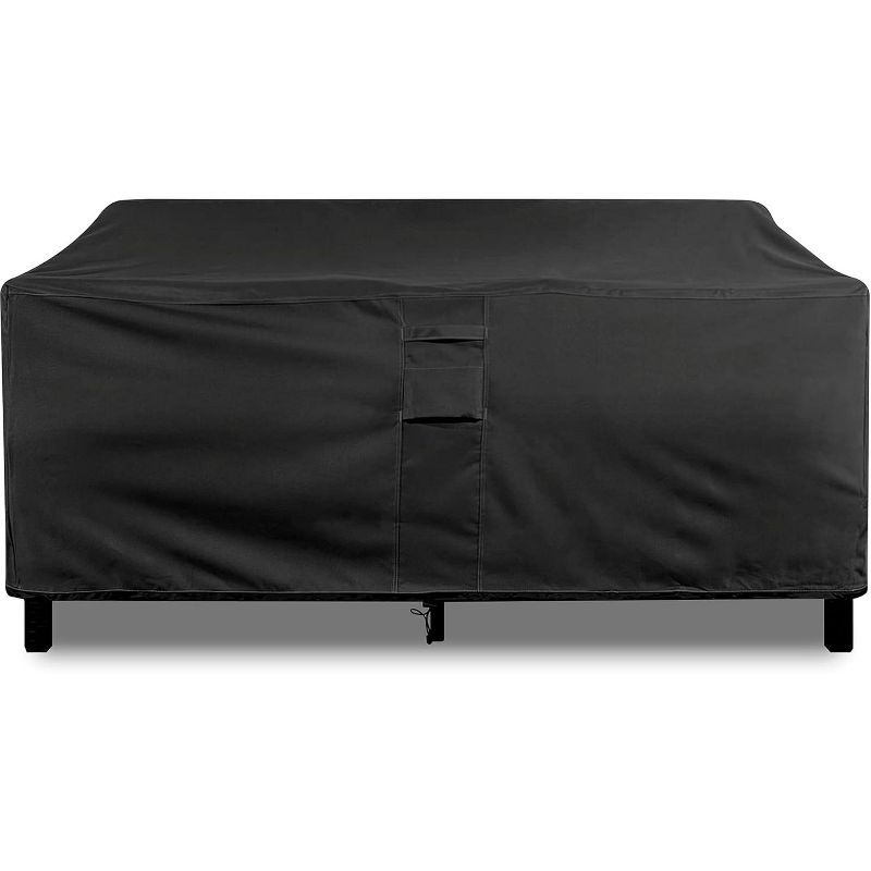 Black Weatherproof PVC Outdoor Sofa Cover with Tie-Down Straps