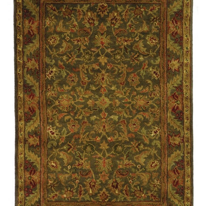 Handmade Green and Gold Tufted Wool Area Rug