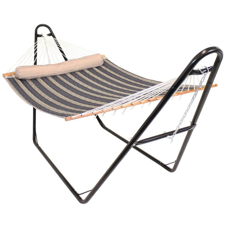 Mountainside Double Quilted Fabric Hammock with Steel Stand