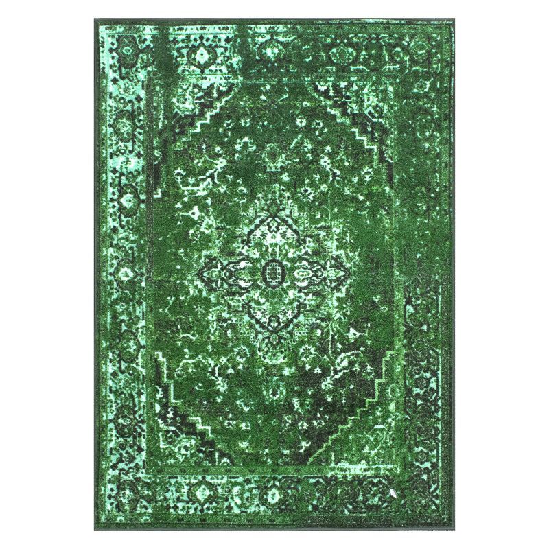 Handmade Easy-Care Green Synthetic 4' x 6' Rectangular Rug