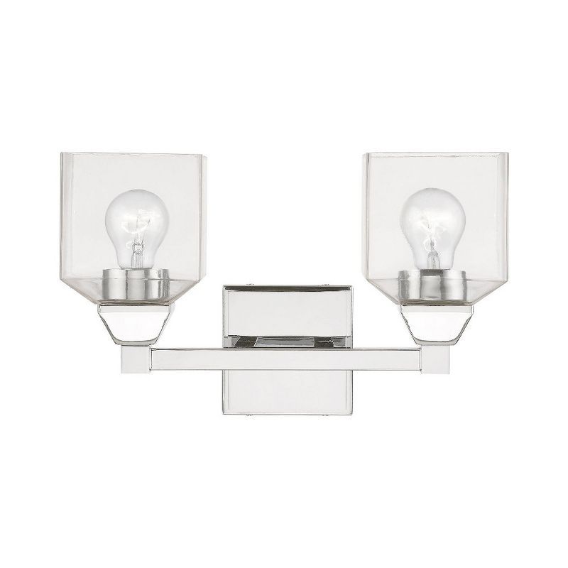 Polished Chrome 2-Light Vanity Sconce with Clear Glass Shades