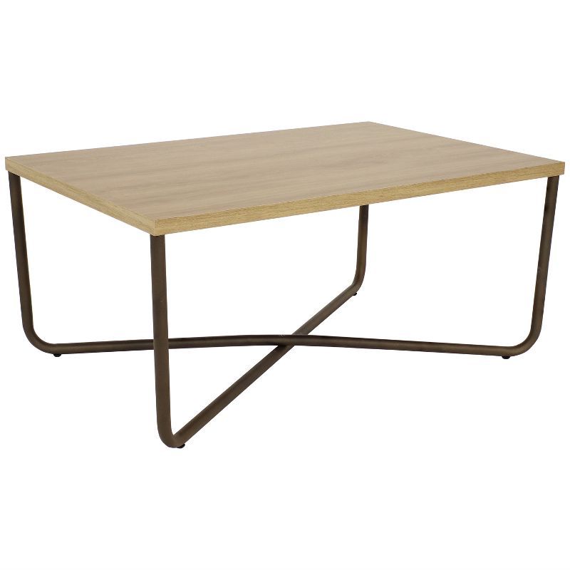 CrossBase 50'' Faux Wood and Metal Minimalist Coffee Table