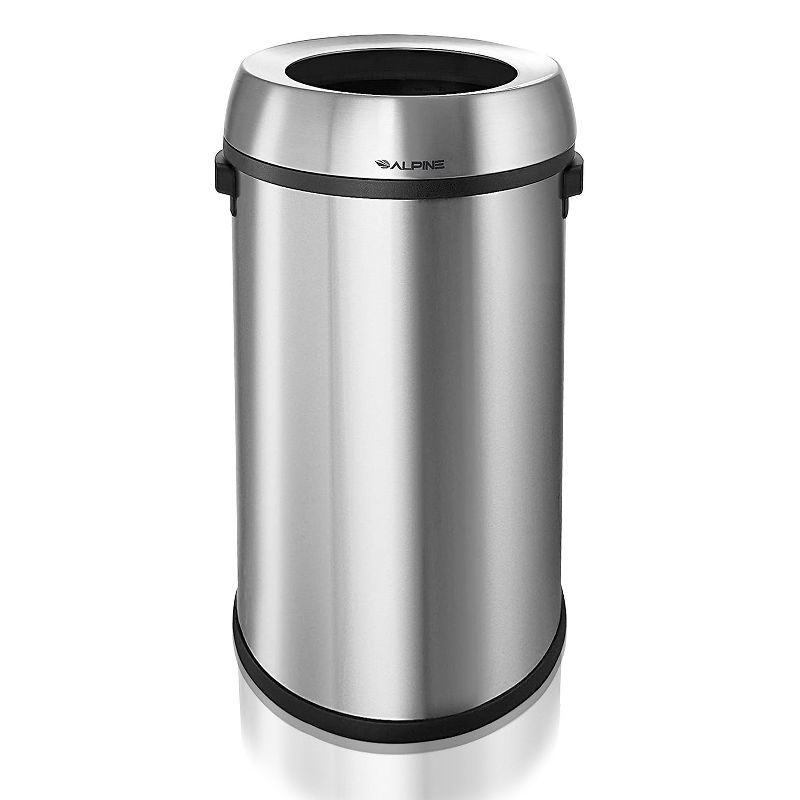 17 Gallon Silver Stainless Steel Open Top Trash Can