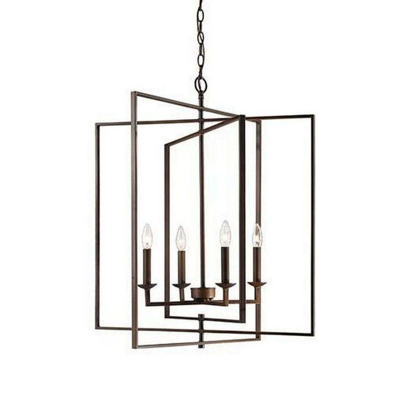 Elegant Rubbed Bronze 4-Light Island Pendant, 31" Height