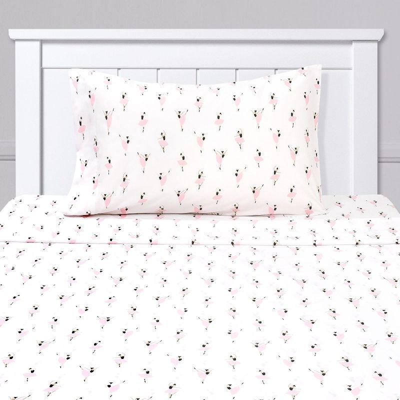 Pink Ballerina Print Twin XL Microfiber Kids' Sheet Set