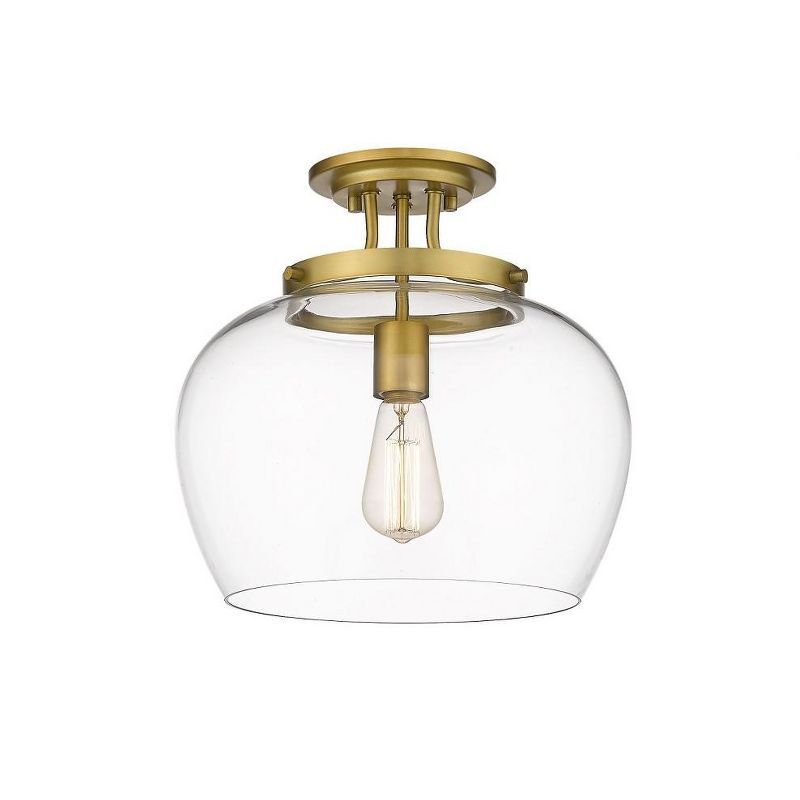 Joliet Bordeaux Glass & Olde Brass 13" Semi Flush Mount Ceiling Light