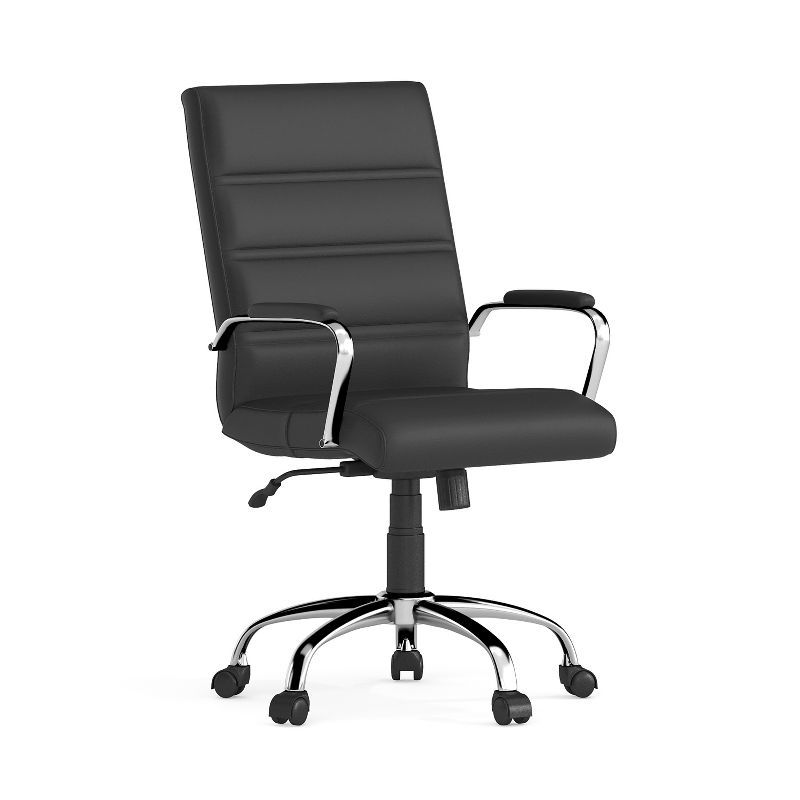 Sleek Mid-Back Black LeatherSoft Swivel Executive Office Chair