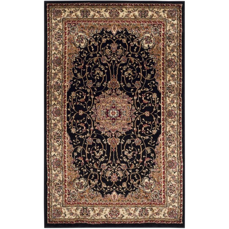 Black and Ivory Floral Tufted 4' x 6' Synthetic Area Rug