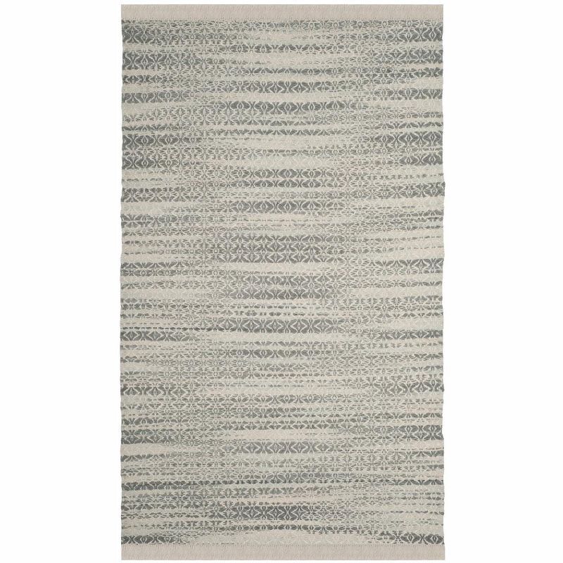 Handmade Tufted Geometric Gray Cotton 6' x 9' Area Rug