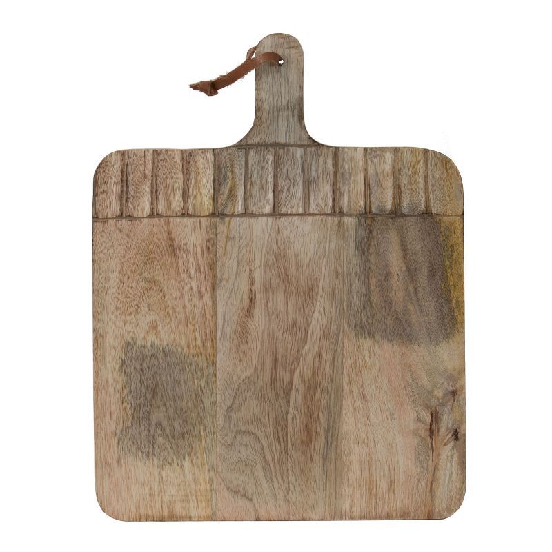 Hand Carved Mango Wood Rectangular Cutting Board with Handle