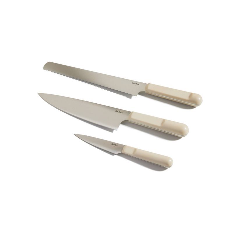 Beige Stainless Steel 3-Piece Kitchen Knife Set