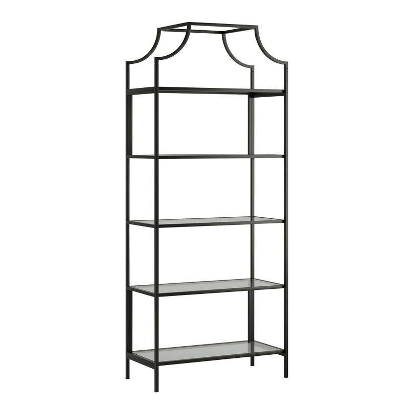 Harvey Park 66'' Black Metal and Glass 5-Shelf Bookcase