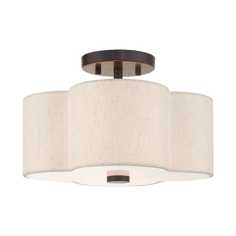 English Bronze Quatrefoil Semi-Flush Mount Ceiling Light