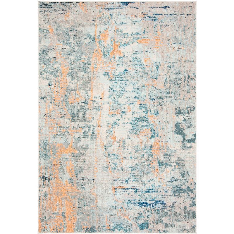 Metro-Mod Light Blue & Beige Synthetic 26" Area Rug