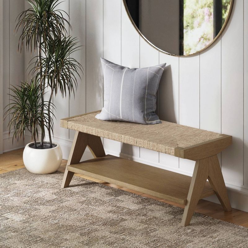 Beacon Light Brown Seagrass Bench with Storage