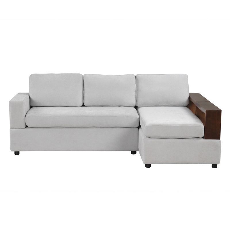 Gray Chenille Upholstered Sectional Sofa with Reversible Armrest and Storage