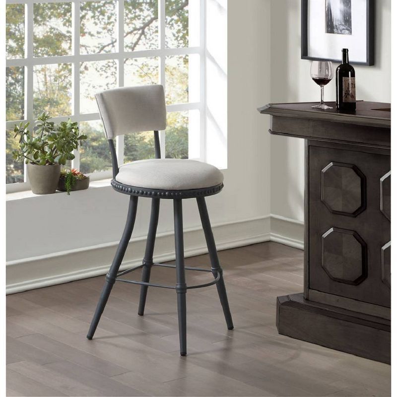 Modern Benton Adjustable Steel Stool with Gray Cushion