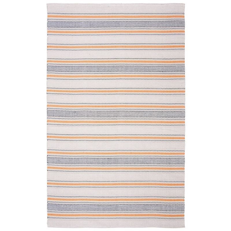 Coastal Charm Orange/Beige Cotton 6' x 9' Handwoven Area Rug