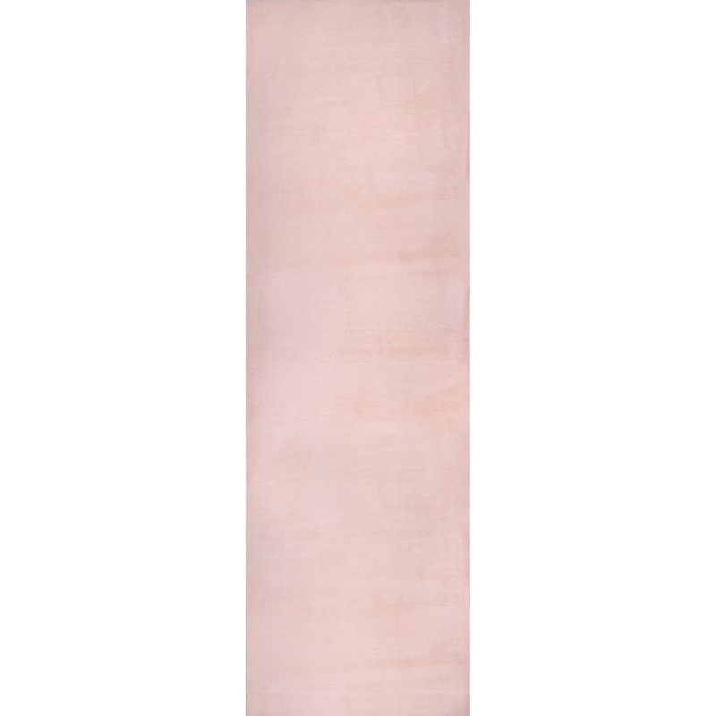 Pink Faux Rabbit Fur High Pile Shag Runner Rug