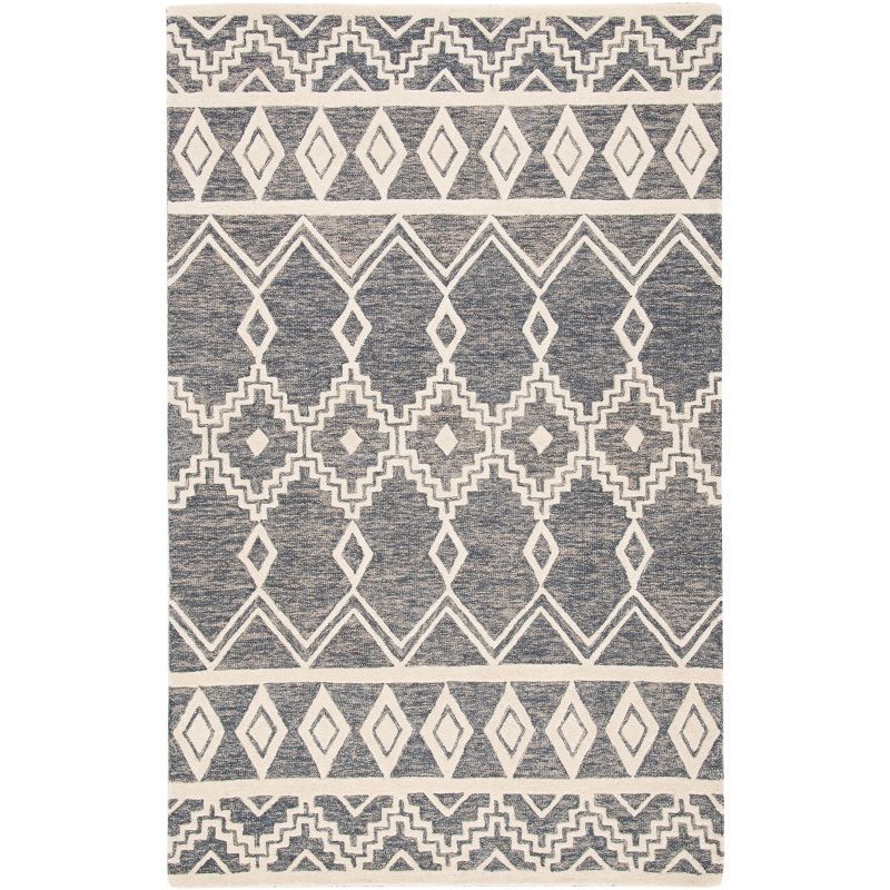 Ivory Elegance Abstract Wool 6' Square Tufted Rug