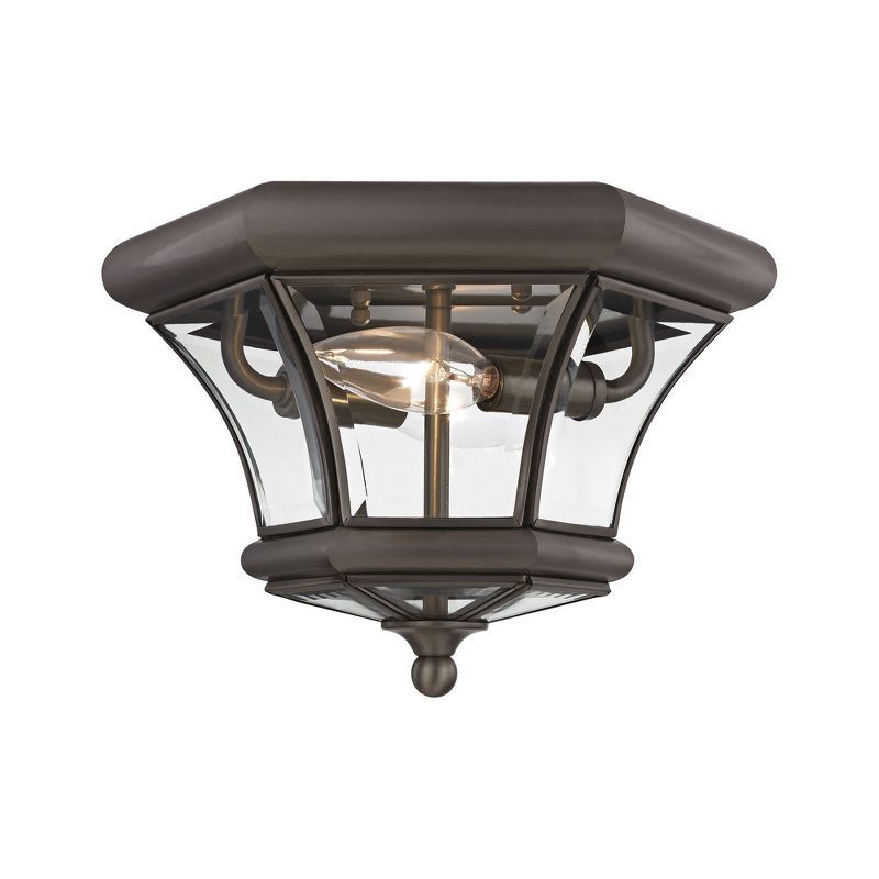 Bronze 2-Light Indoor/Outdoor Flush Mount with Clear Glass