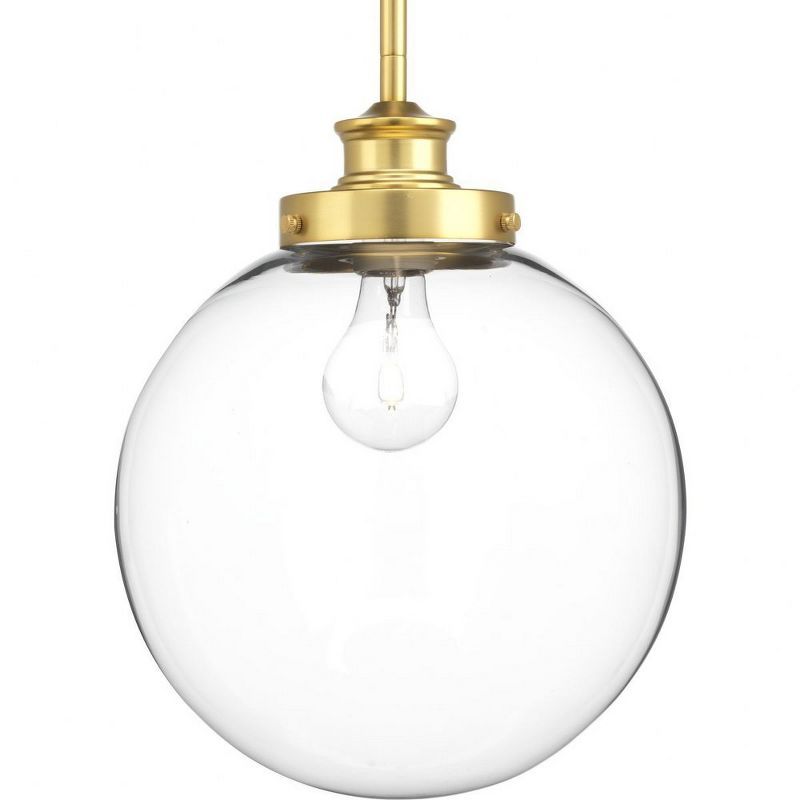 Penn Natural Brass Pendant with Clear Glass Globe