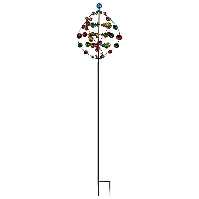 71" Multicolor Iron Orbital Wind Spinner Garden Stake