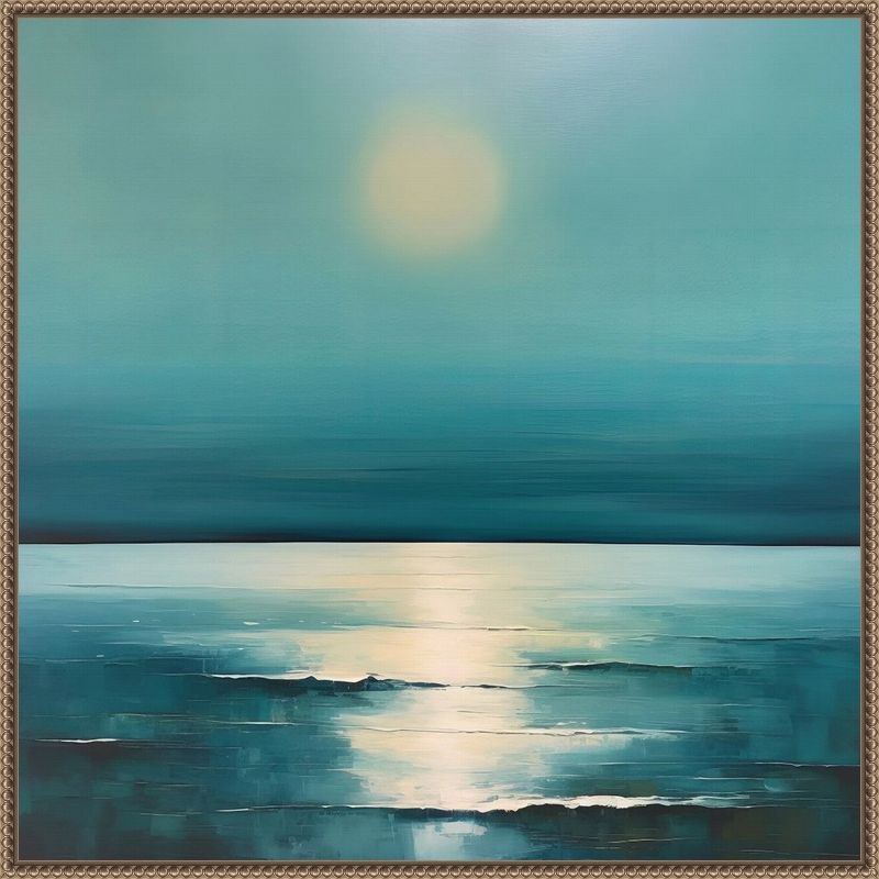 Blue Ocean Sunrise Lithograph Canvas Wall Art, 30x30