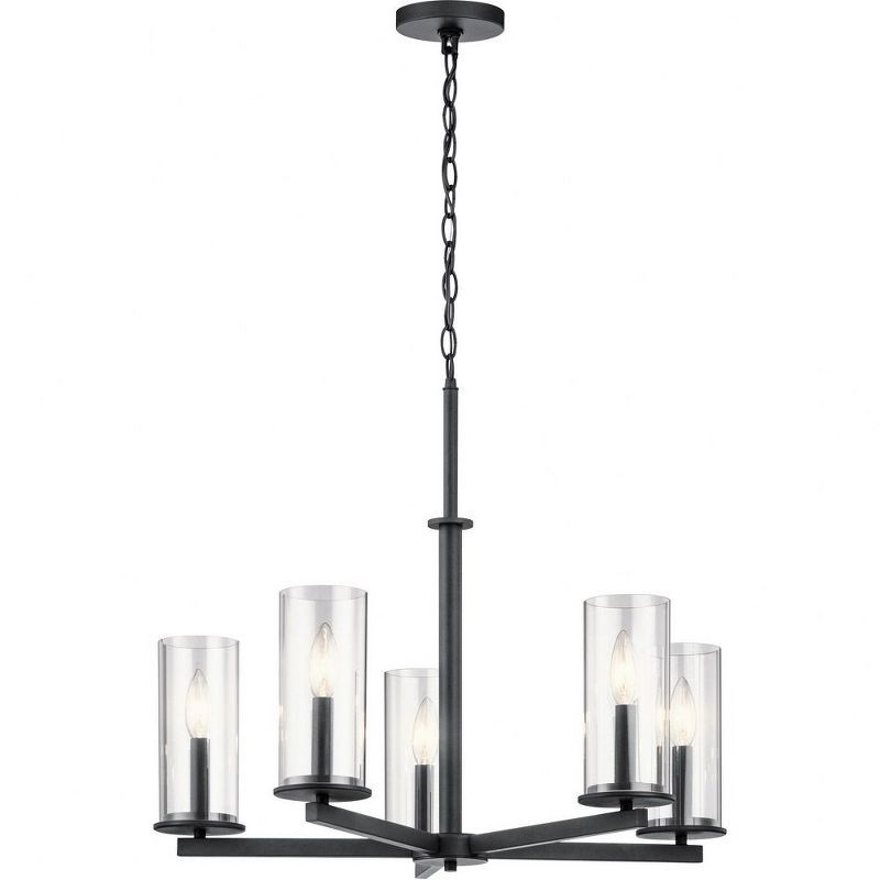 Elegant Crosby 5-Light Chandelier with Clear Glass Shades and Distressed Bronze Finish