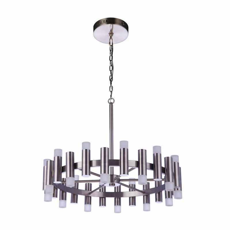 Brushed Polished Nickel 24-Light LED Chandelier with Frosted Acrylic Shades