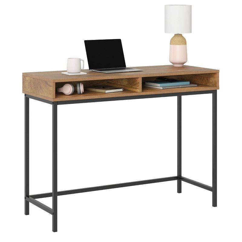 Sindoori Mango and Black Wood Writing Desk with Storage