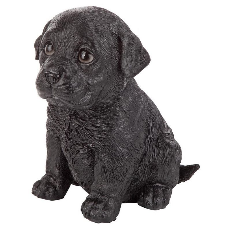 Black Resin Labrador Puppy Dog Statue, 5"