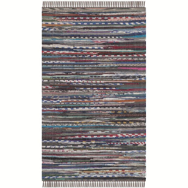 Hand-Woven Charisma Geometric Gray Wool-Cotton Runner Rug, 2'3" x 5'