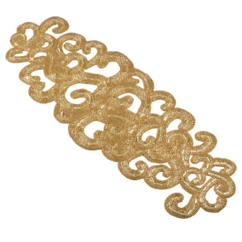 Gold Beaded Intricate Design Table Runner