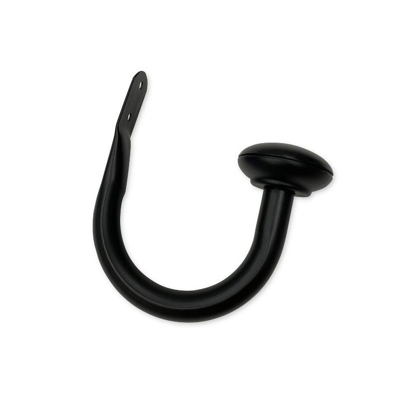Matte Black Metal Curtain Holdbacks with Modern Finial Design