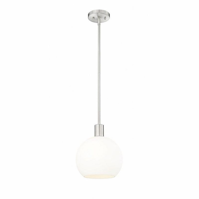 Brushed Nickel Globe Pendant with White Glass Shade