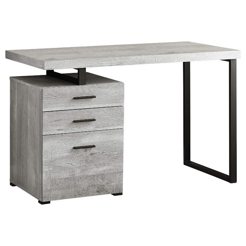 Transitional Black/Gray Wood Home Office Desk with 3 Drawers