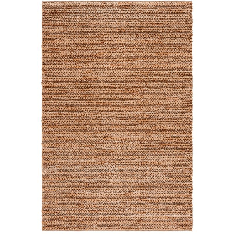 Handmade Natural Fiber Red Stripe Non-slip Area Rug 5' x 8'