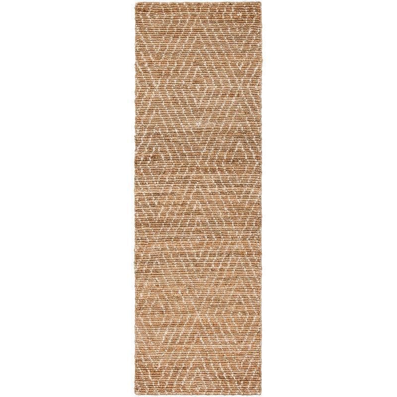 Handmade Ivory Diamond Wool Runner Rug 30" x 7"