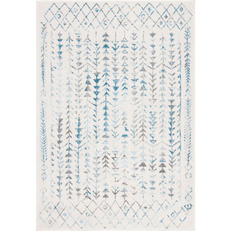 Ivory & Turquoise Boho-Chic 9' x 12' Hand-Knotted Synthetic Area Rug