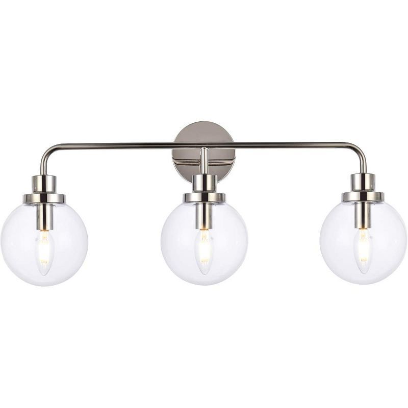Hanson 3-Light Polished Nickel and Clear Glass Bath Sconce