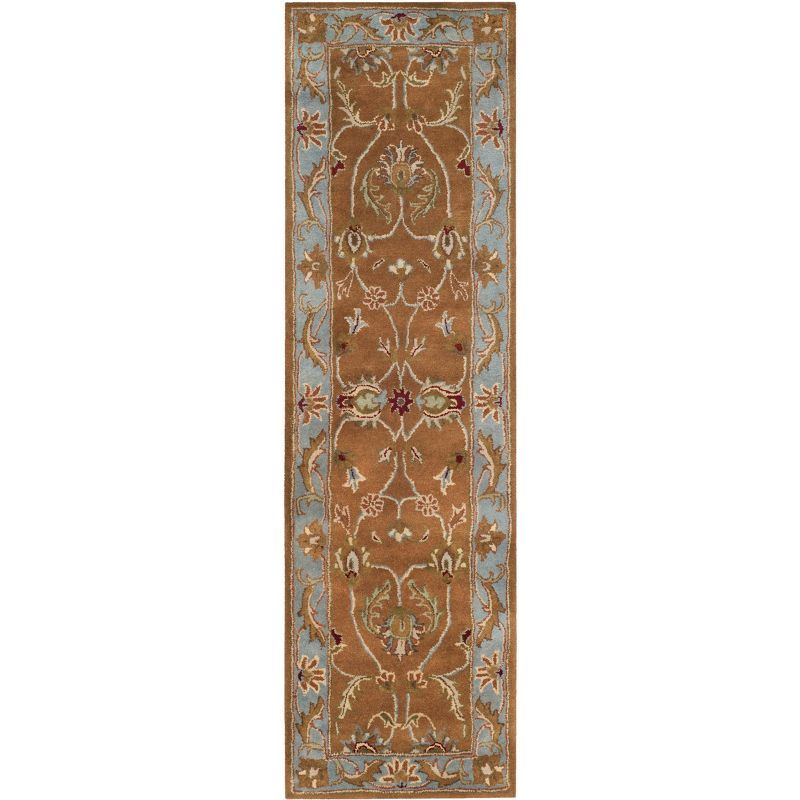 Heritage Brown and Blue Hand-Tufted Wool Runner Rug