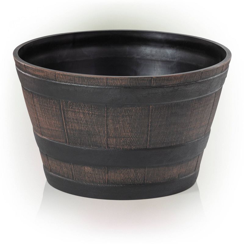 Bronze 18" Vintage Barrel Planter with Drainage Hole