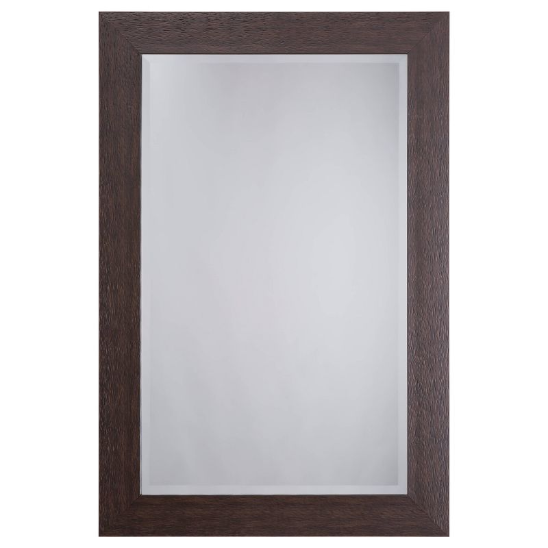 Espresso Elegance Rectangular Wall Mirror with Wood Frame, 24"W x 36"H