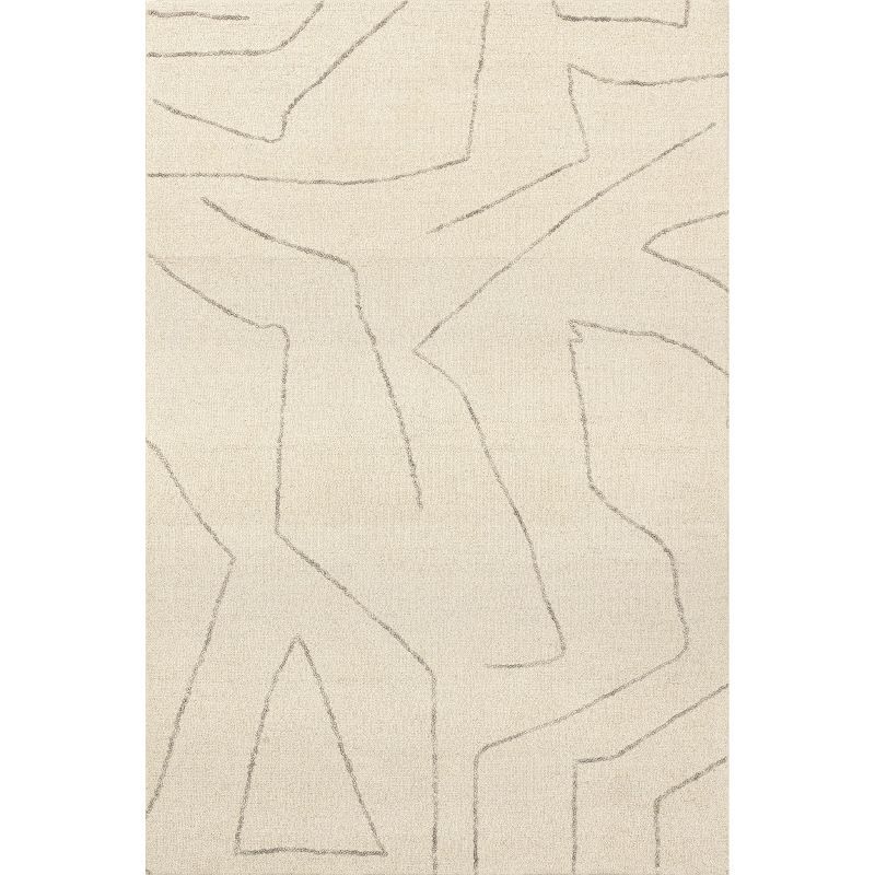 Ivory Abstract Wool Handmade Tufted 8' x 10' Area Rug