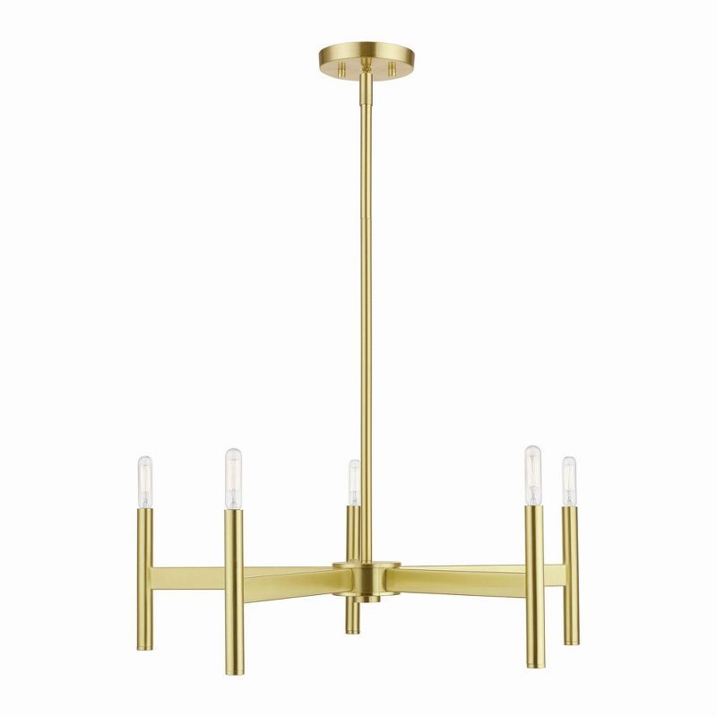 Copenhagen Satin Brass 5-Light Mid-Century Modern Chandelier