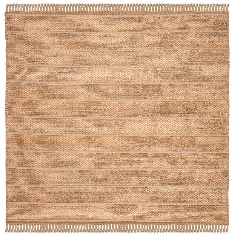 Handmade Square Flat Woven Gray Wool-Cotton Blend Area Rug 6'x6'