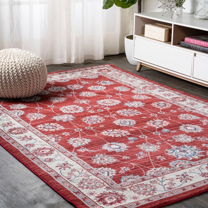 Red and Cream Synthetic Reversible Runner Rug, 4.3" x 36.61"