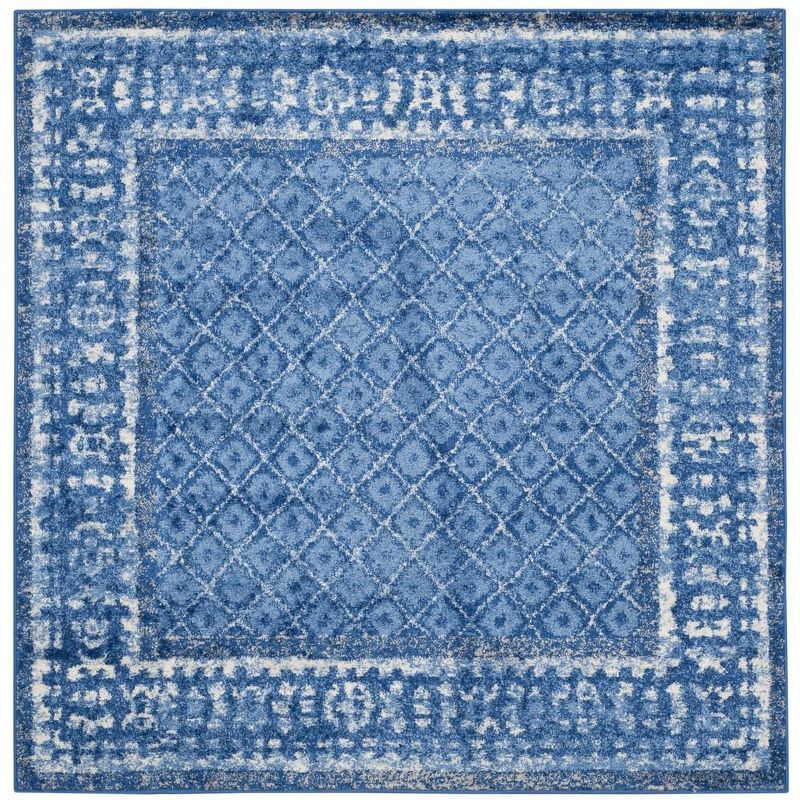 Adirondack Light Blue and Dark Blue Square Area Rug