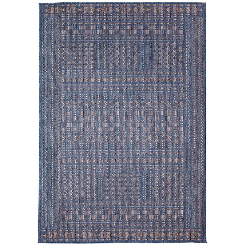 Denim Blue Flat Woven Rectangular Synthetic Indoor/Outdoor Rug